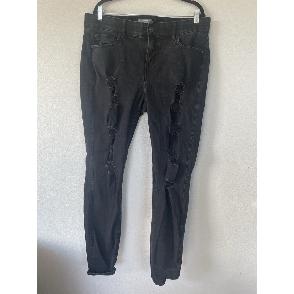 Torrid Bombshell Skinny Black Jeans Womens 18 Tall Distressed Stretch Denim